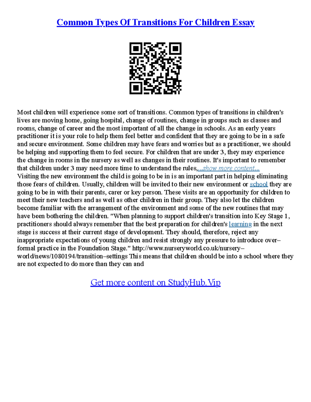 Good Transitions For Essays - Common Types Of Transitions For Children ...