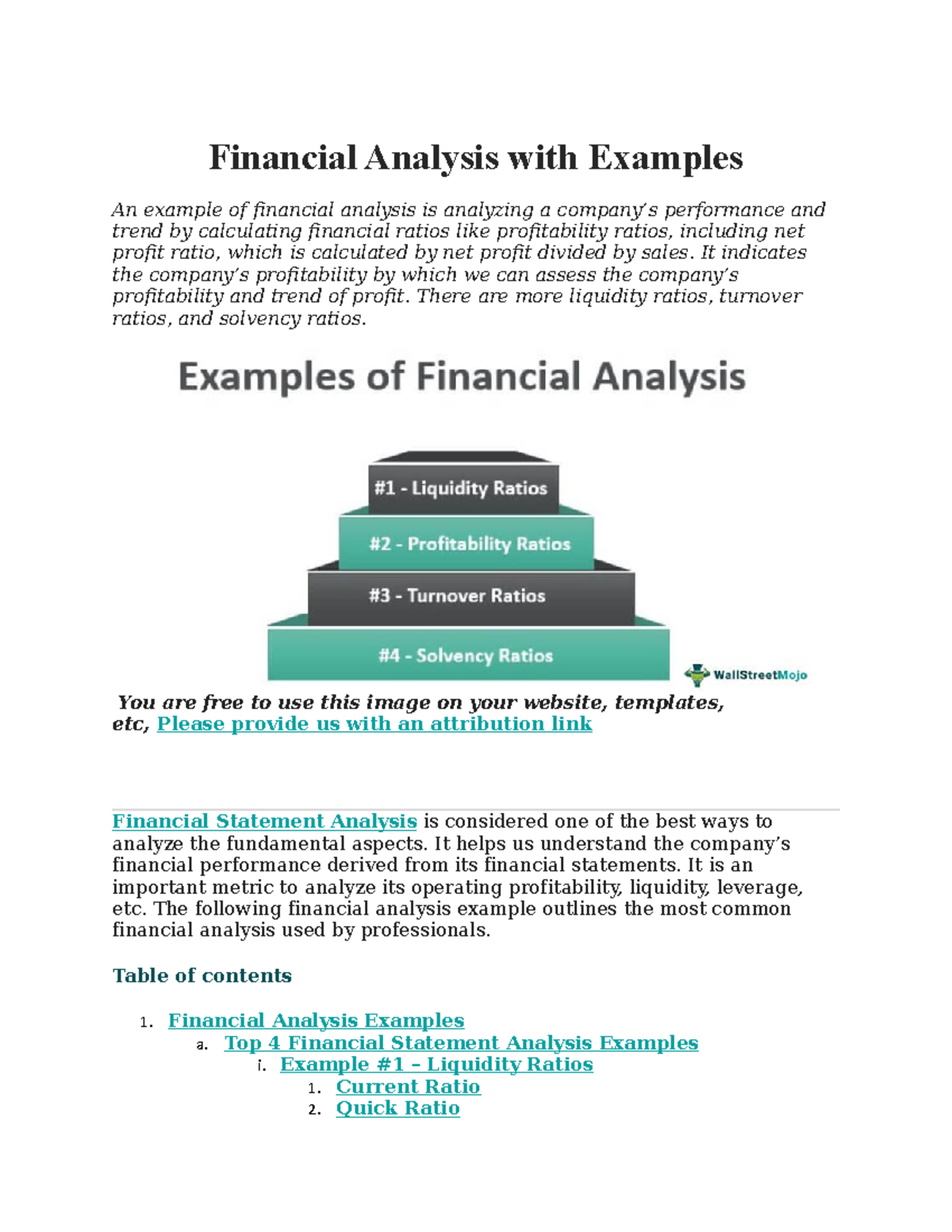 Financial Analysis - It indicates the company’s profitability by which ...