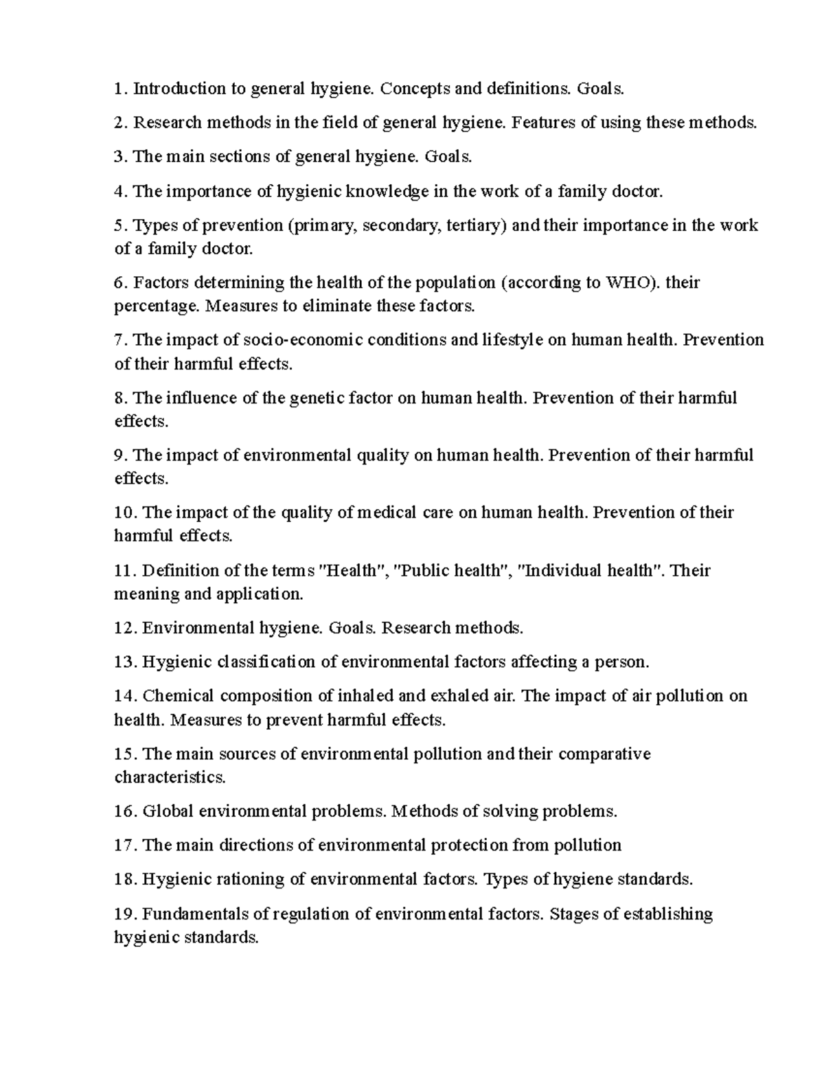 General hygiene - good notes - Introduction to general hygiene ...