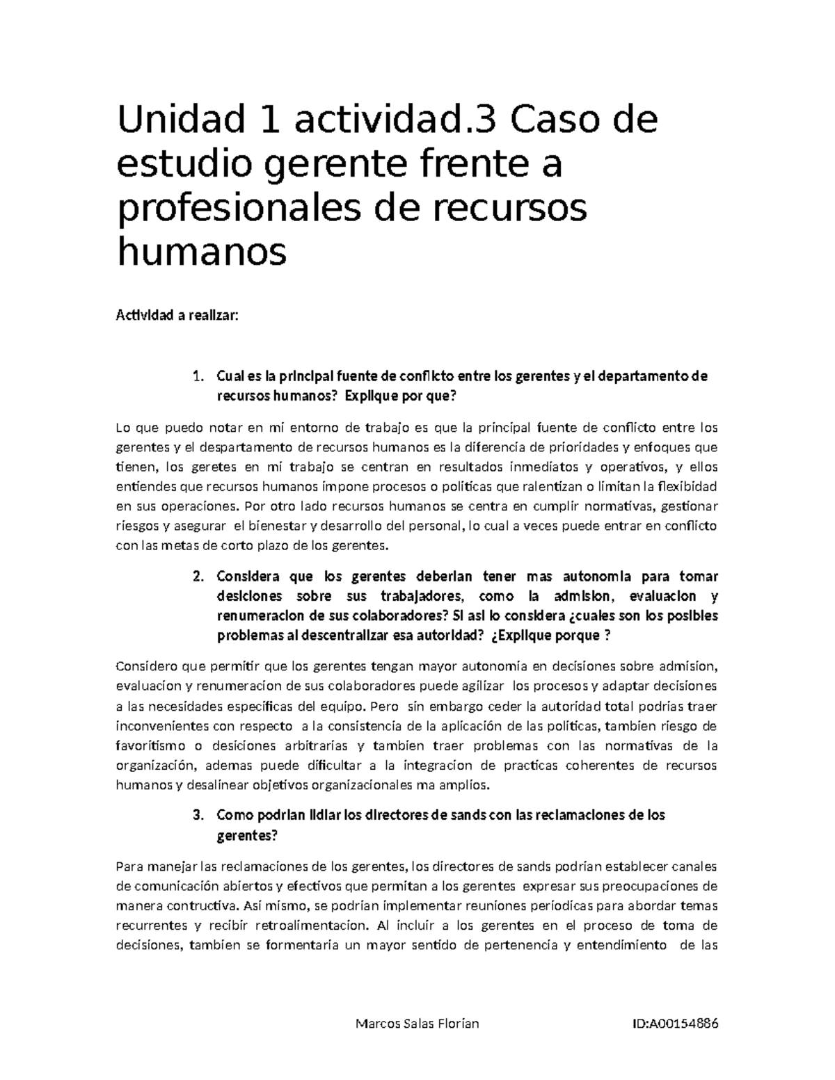 Unidad 1 actividad 3 gerentes frentes a RH - Unidad 1 actividad Caso de ...