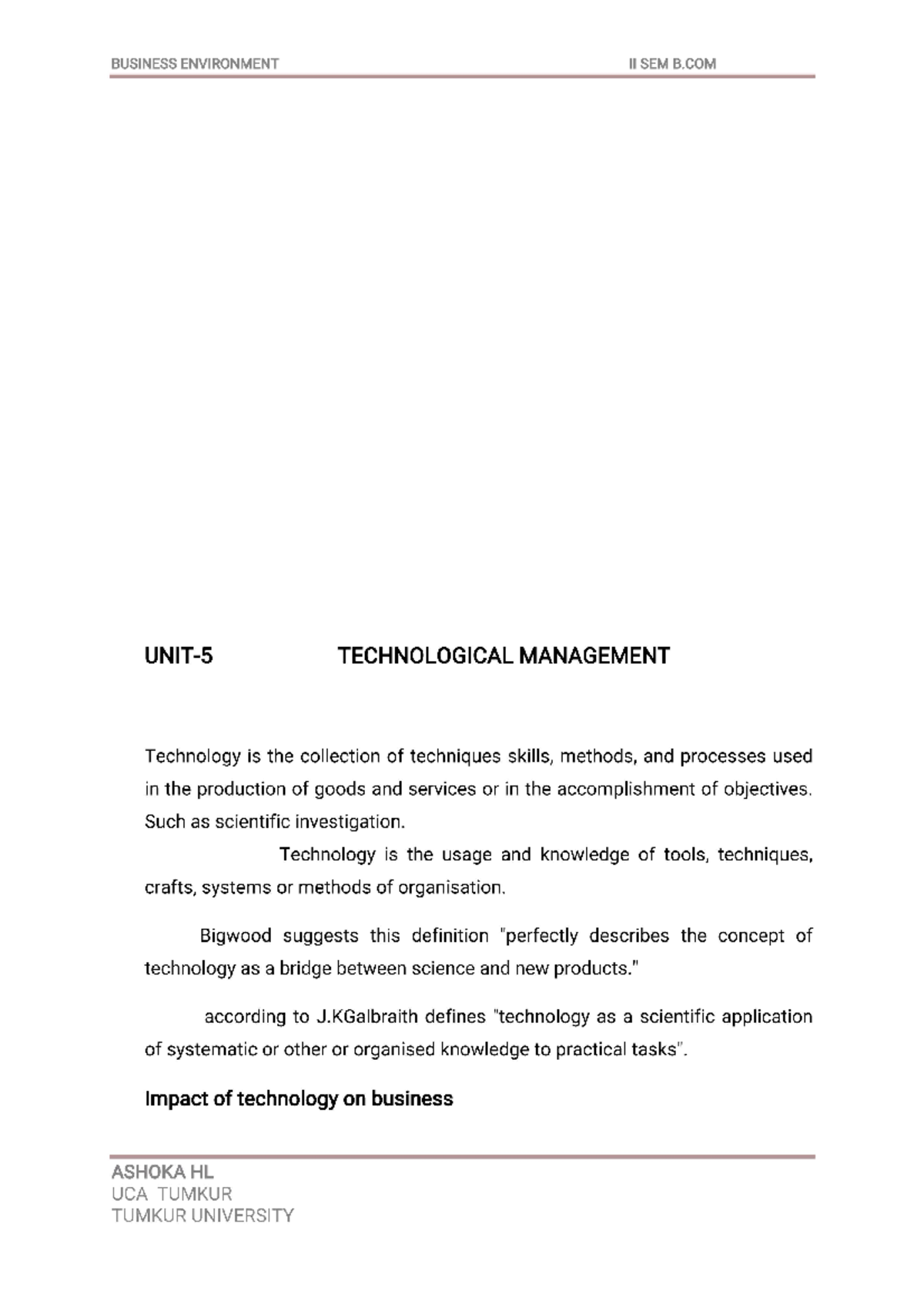 Business environment - unit 5 - Environmental Studies - Studocu