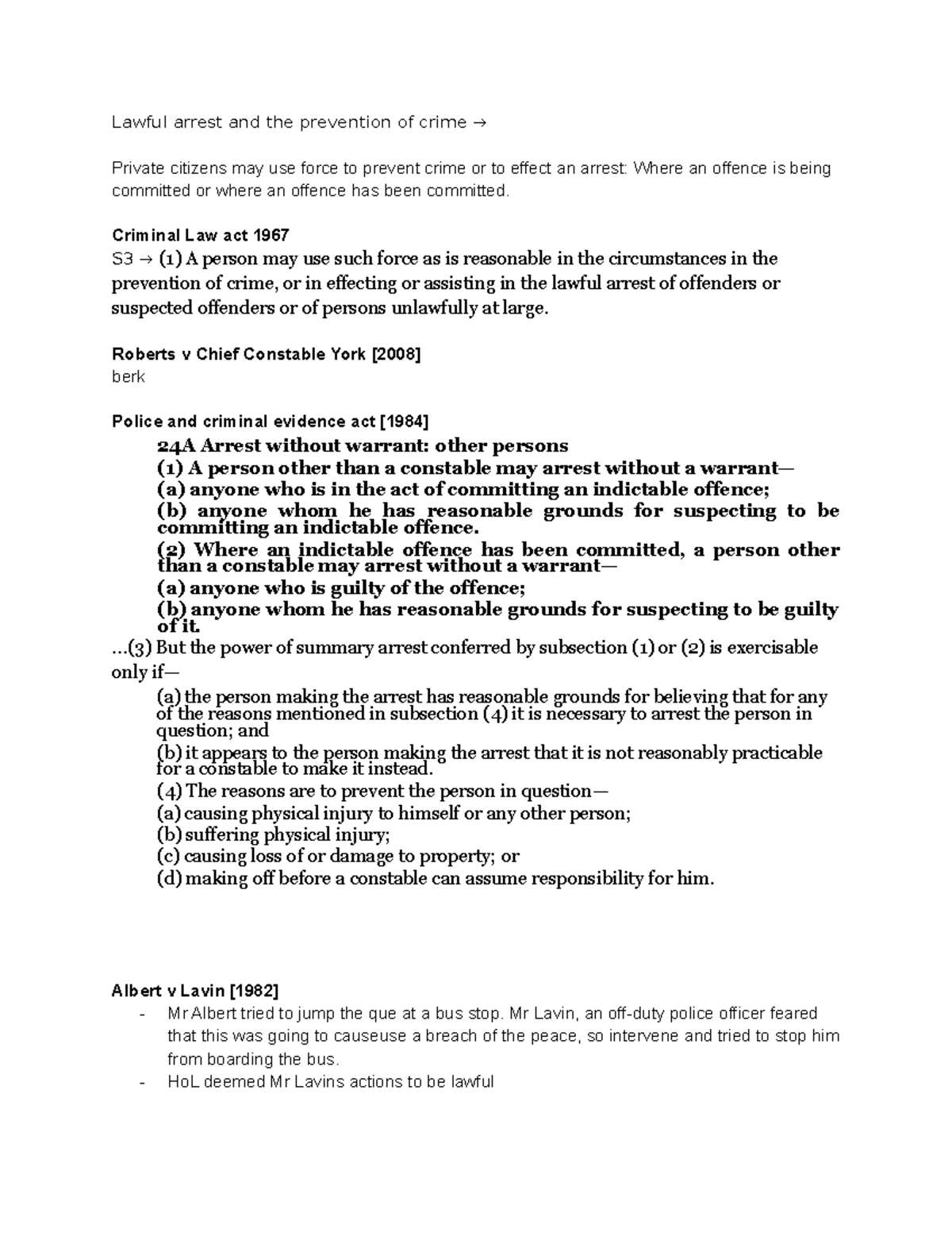 Lecture 15 - False imprisoment - Lawful arrest and the prevention of ...