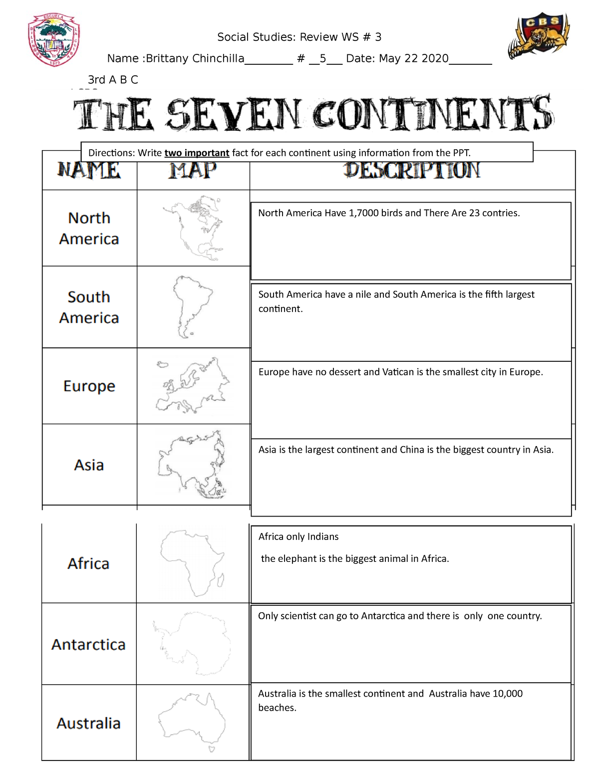 Social Studies Review WS #3 Brittany Chinchilla#5 3C - Social Studies ...