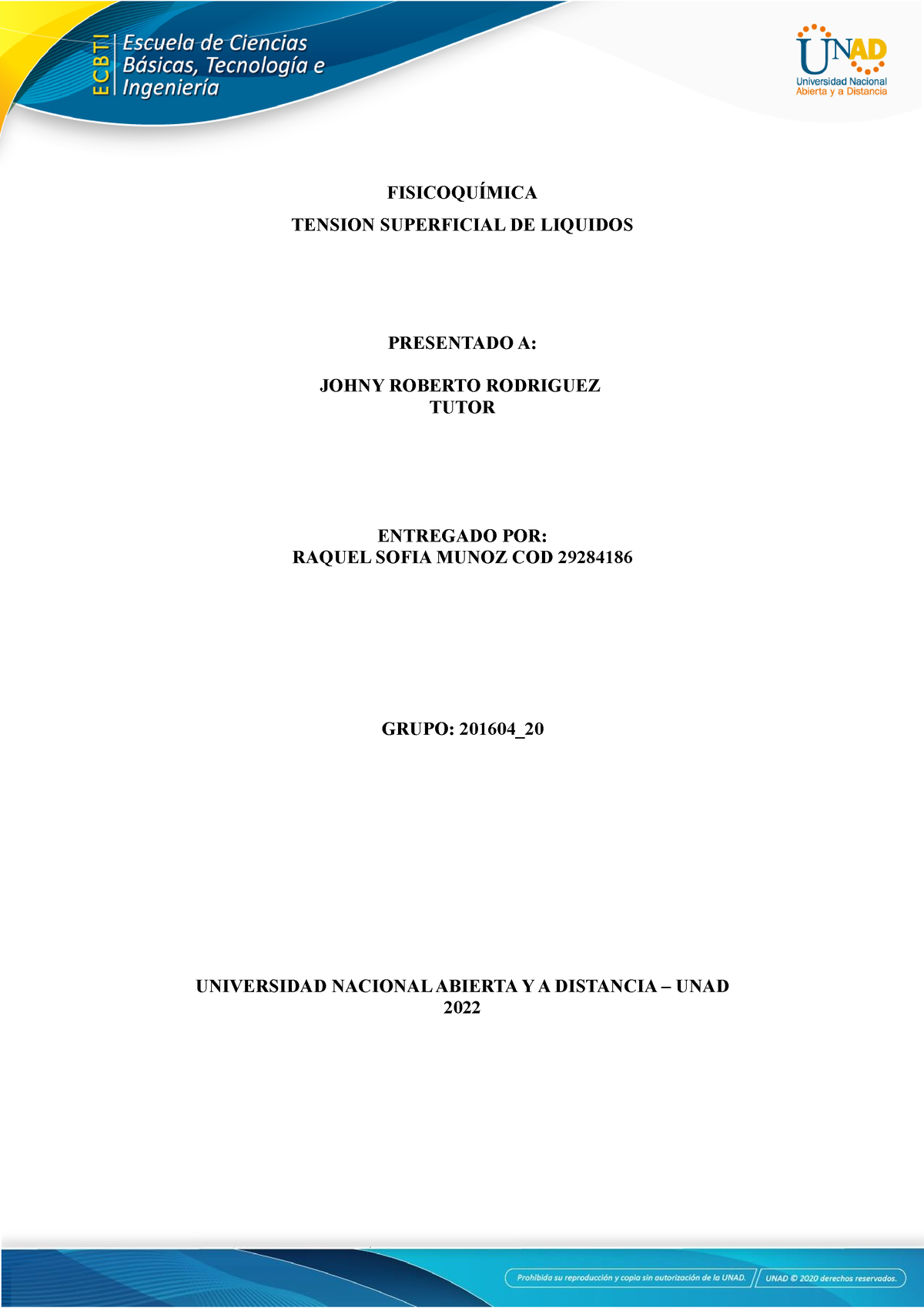 Componente Practico 6 Trabajo Colaborativo FisicoquÍmica Tension Superficial De Liquidos 1893