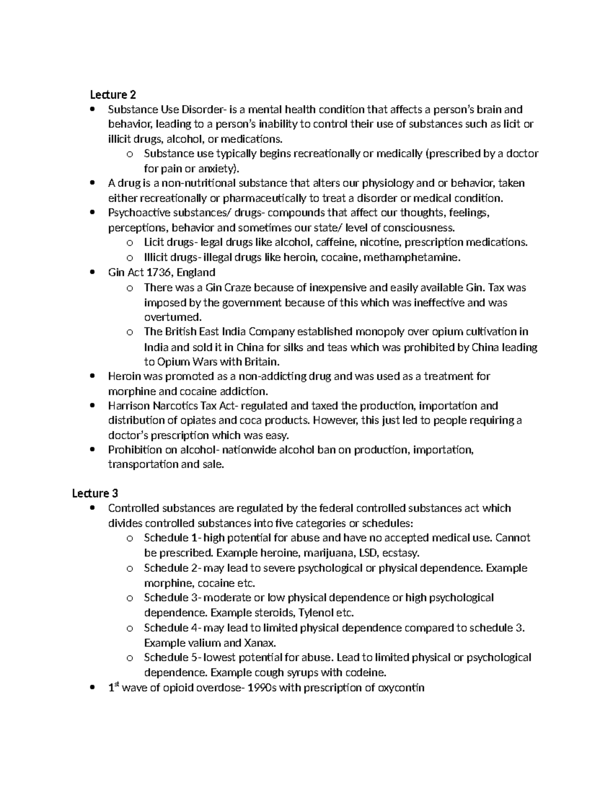 PS333 notes midterm 1 - Lecture 2 Substance Use Disorder- is a mental ...