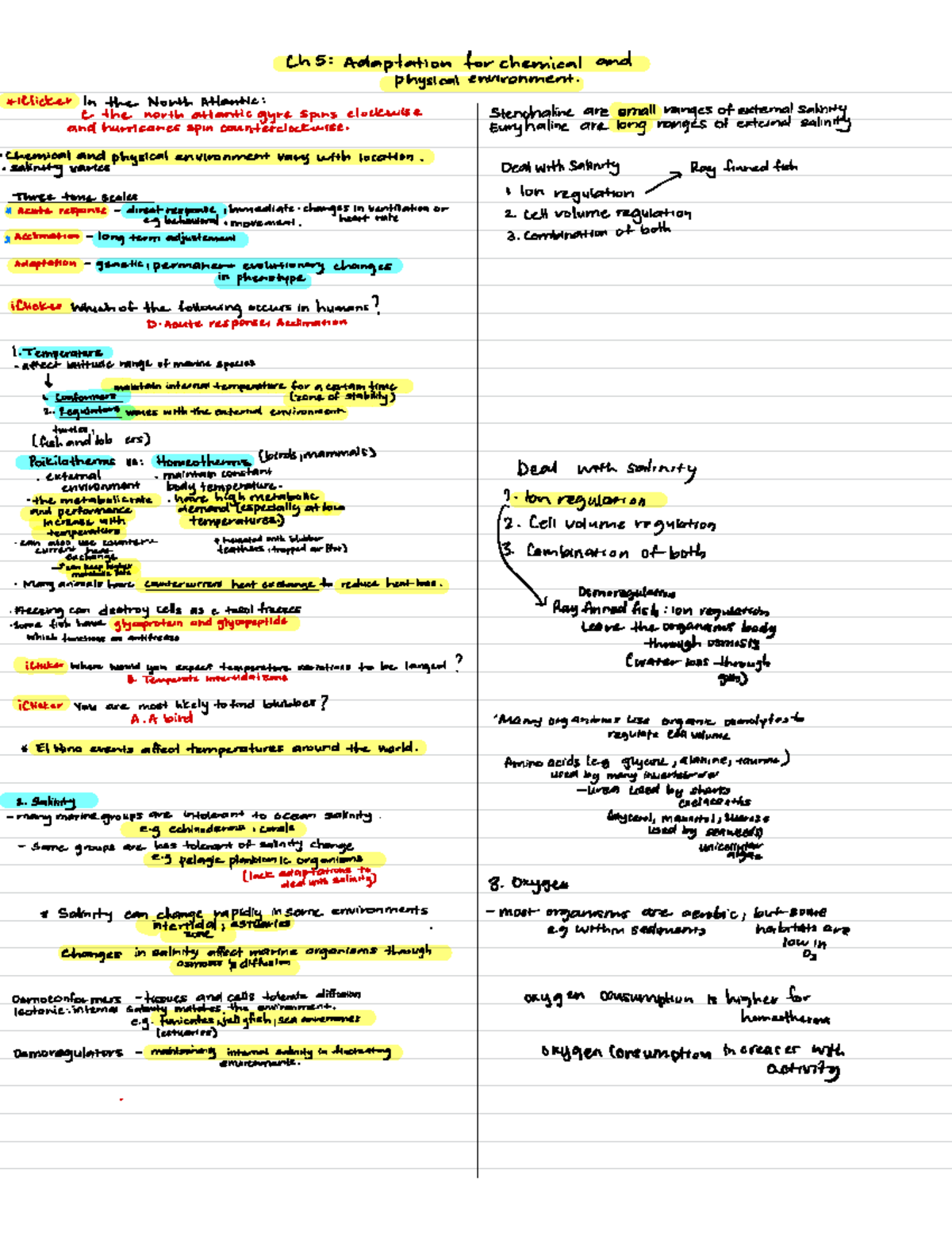 Adaptation For Chemical And Physical Environment - Chs : Adaptation for ...