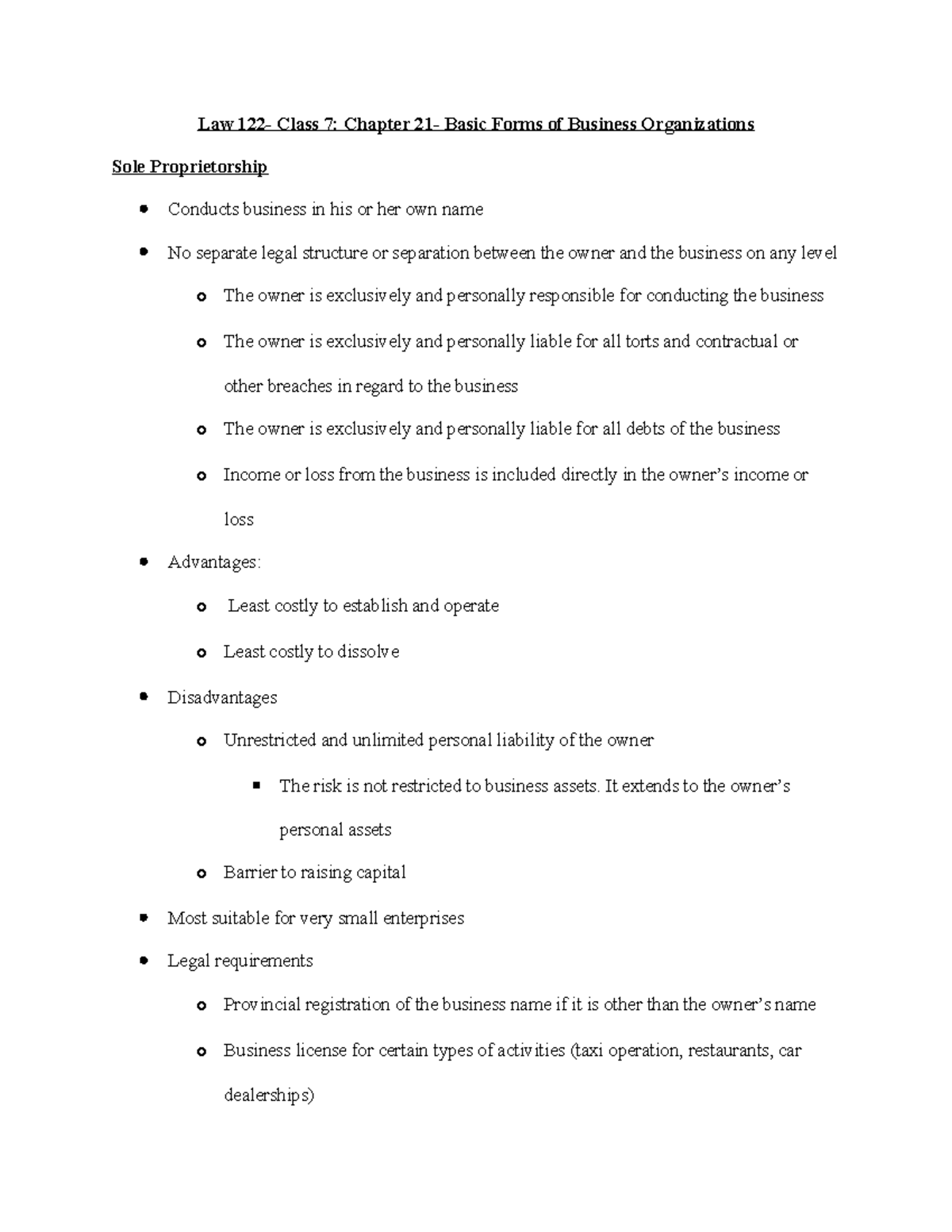 Law 122 (7) copy - chapter 9 - Law 122- Class 7: Chapter 21- Basic ...