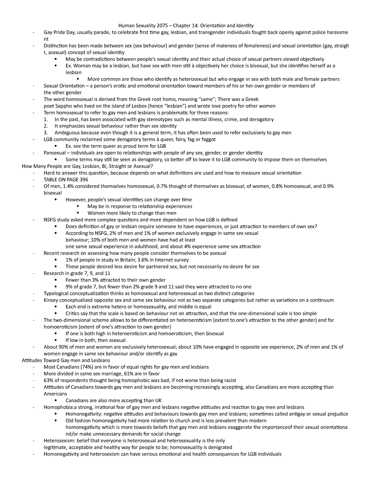 Chapter 14 Summary Understanding Human Sexuality Human