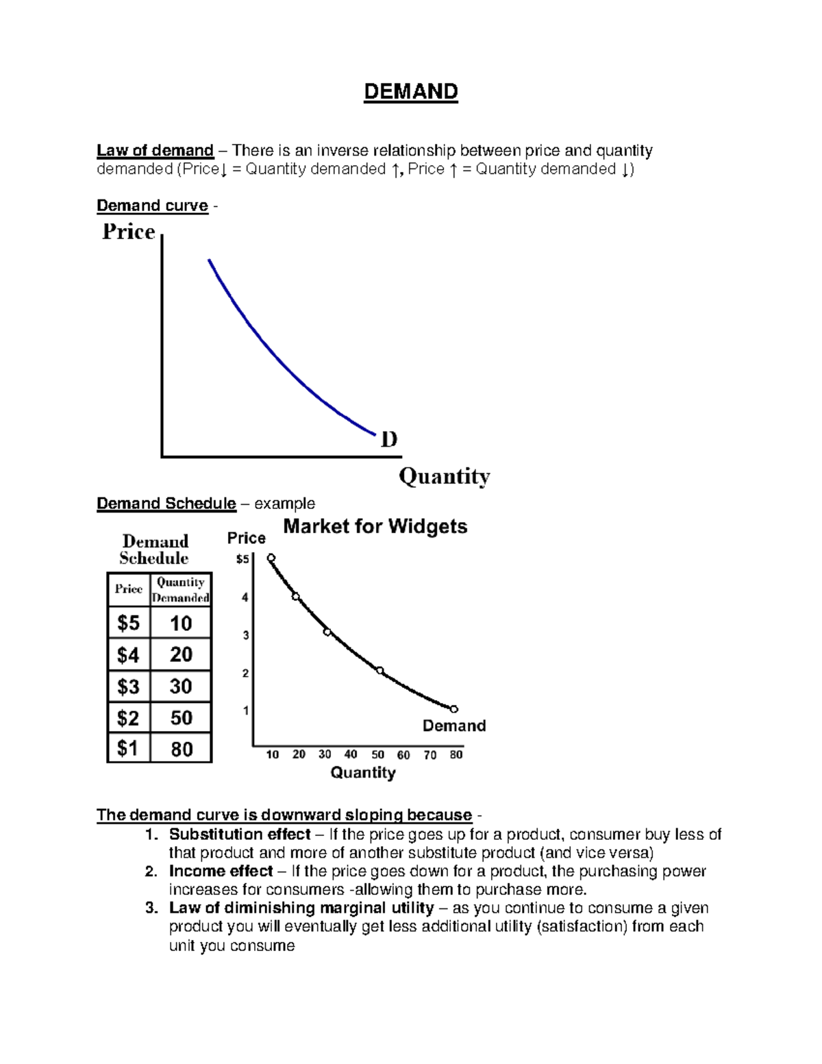 Demand+notes - Notes - DEMAND Law of demand – There is an inverse ...