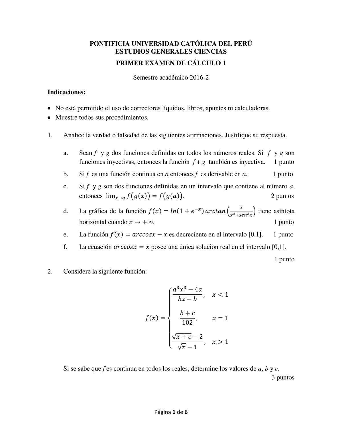 EX 1 2016-2 - PRACTICA - PONTIFICIA UNIVERSIDAD CATÓLICA DEL PERÚ ...