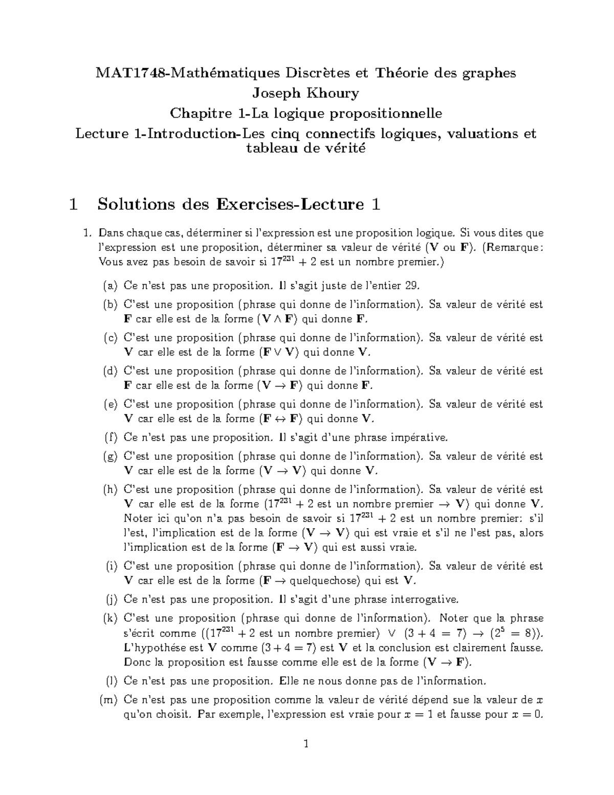 Solutions Lecture 1 - Midterm - MAT1748-Math ́ematiques Discr`etes Et ...