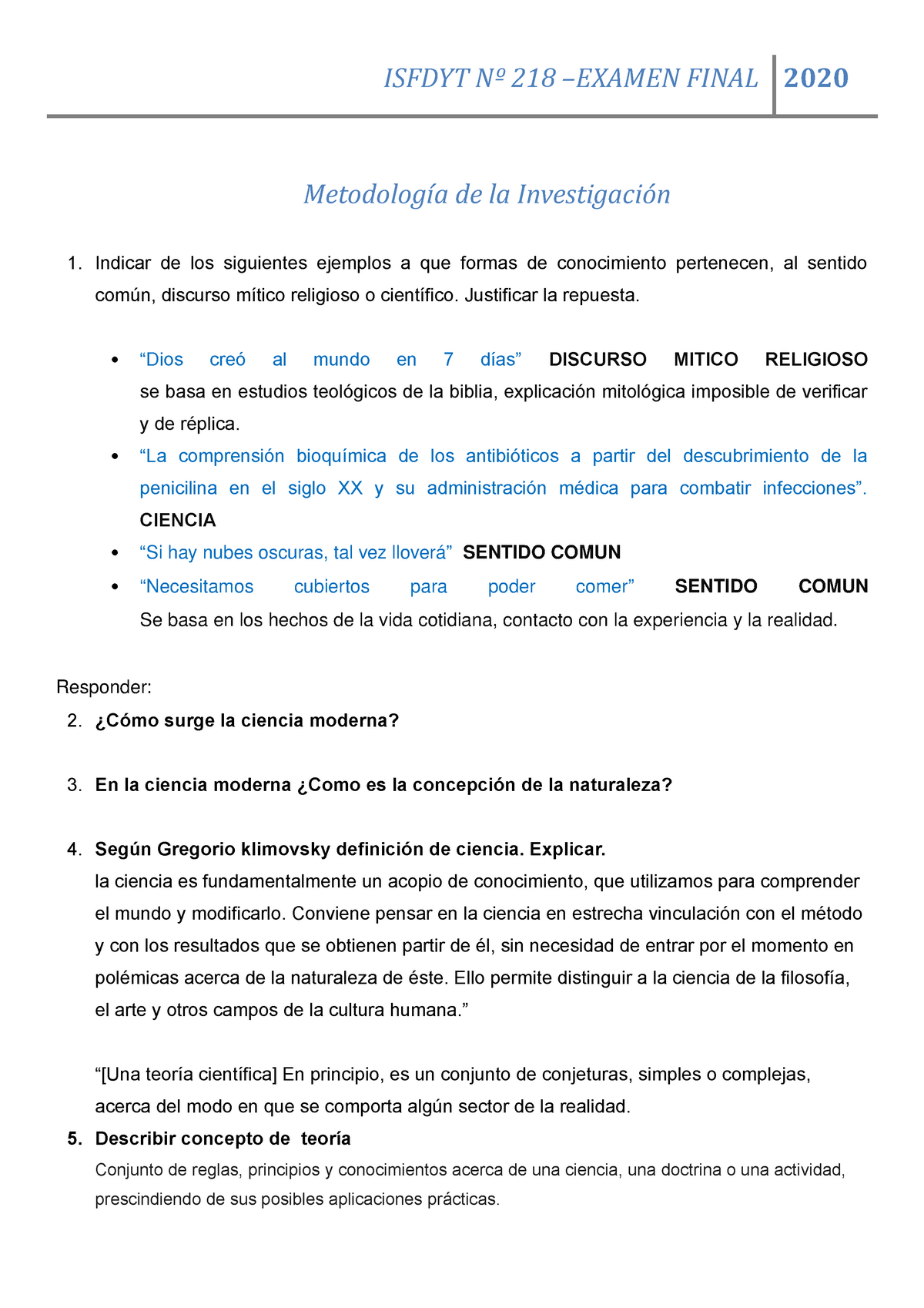 Metodologia DE LA Investigacion - Examen - Metodología De La ...