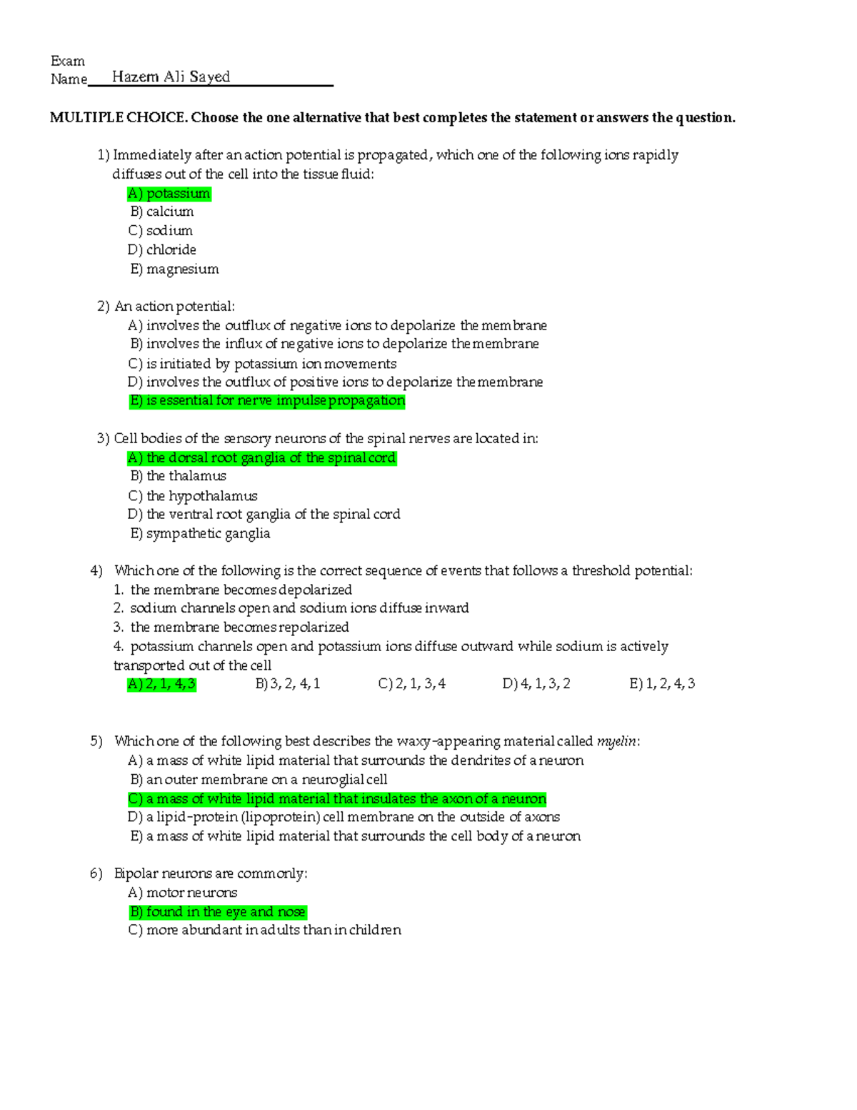 Exam - Copy - zdgfxvbd - Exam Name MULTIPLE CHOICE. Choose the one ...