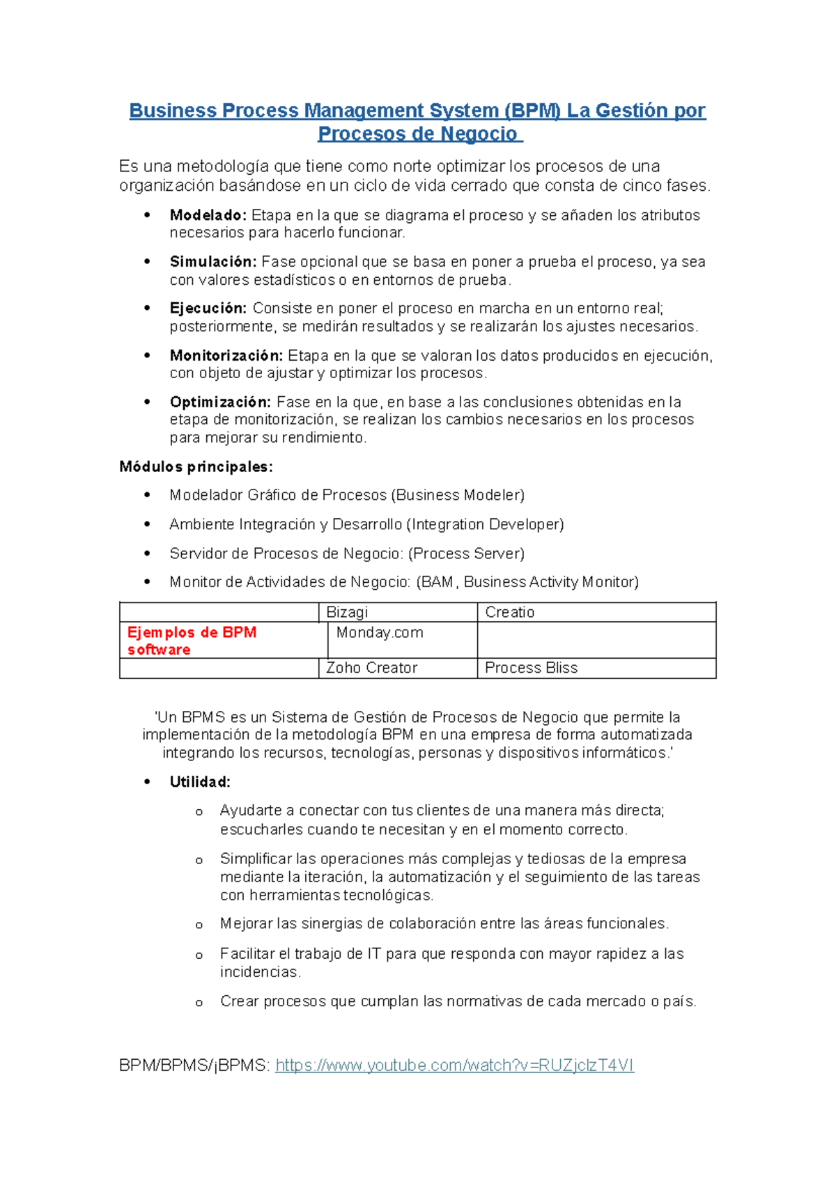 Semana 2 BPM, BI, Excel - apuntes - Business Process Management System ...