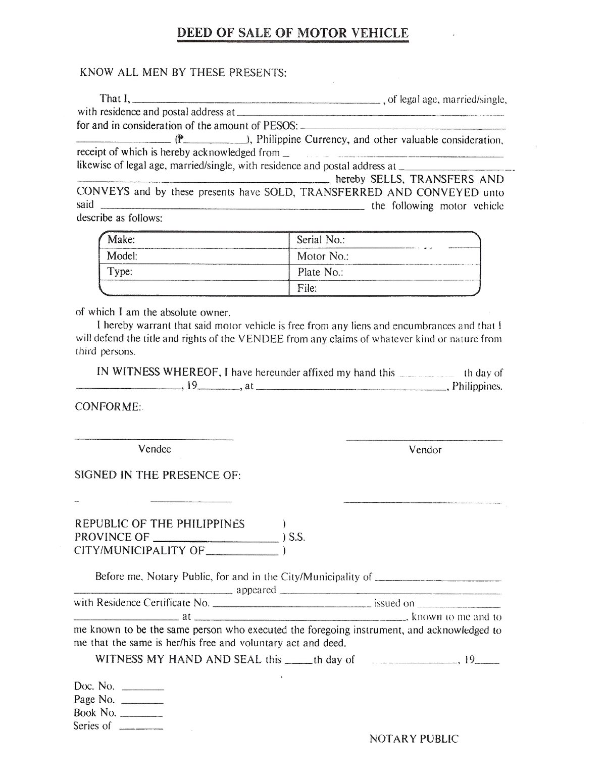 Automobilico Deed of Sale 2 - Corporate Law - Studocu