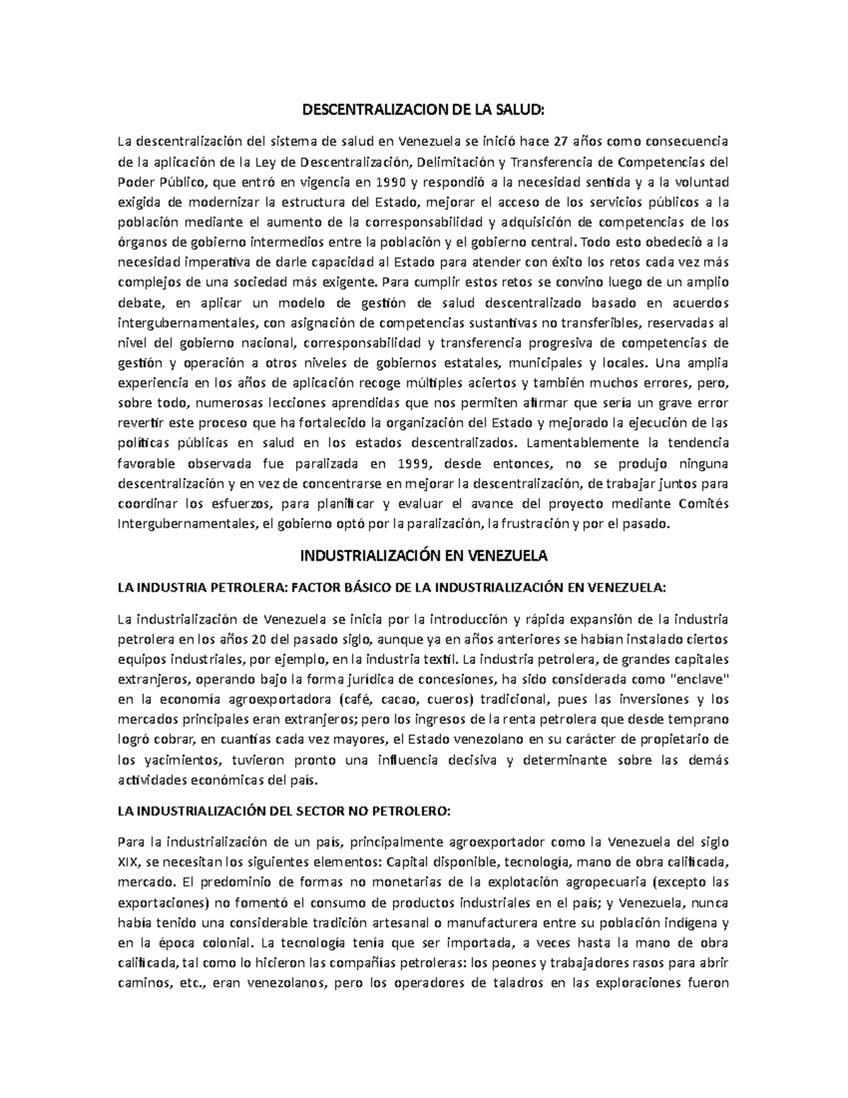 Descentralizacion DE LA Salud - DESCENTRALIZACION DE LA SALUD: La ...