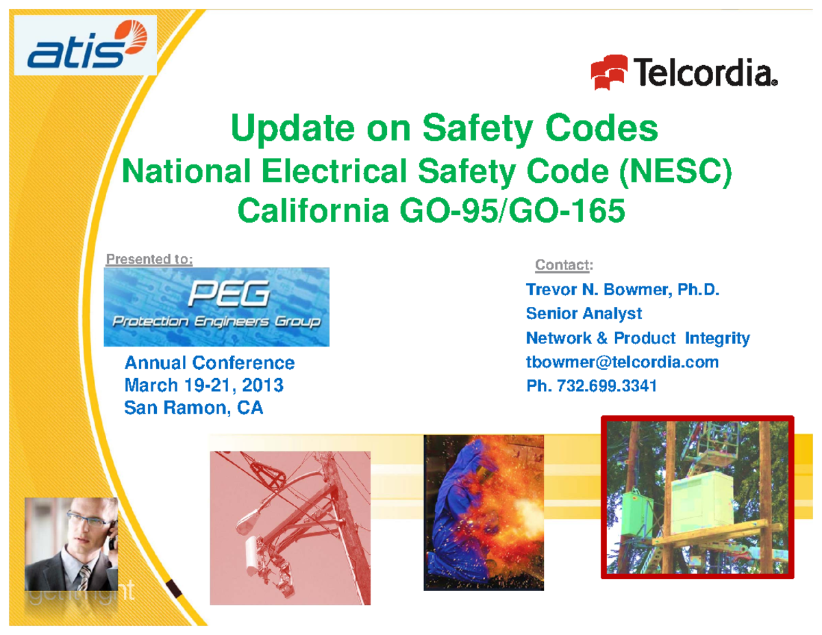 NESC Update Trevor Bowmer Update on Safety Codes National Electrical