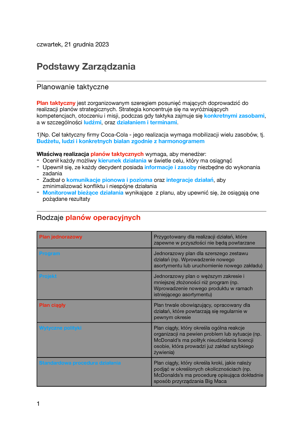 Podstawy Zarzadzania WYKŁAD XI - Czwartek, 21 Grudnia 2023 Podstawy ...