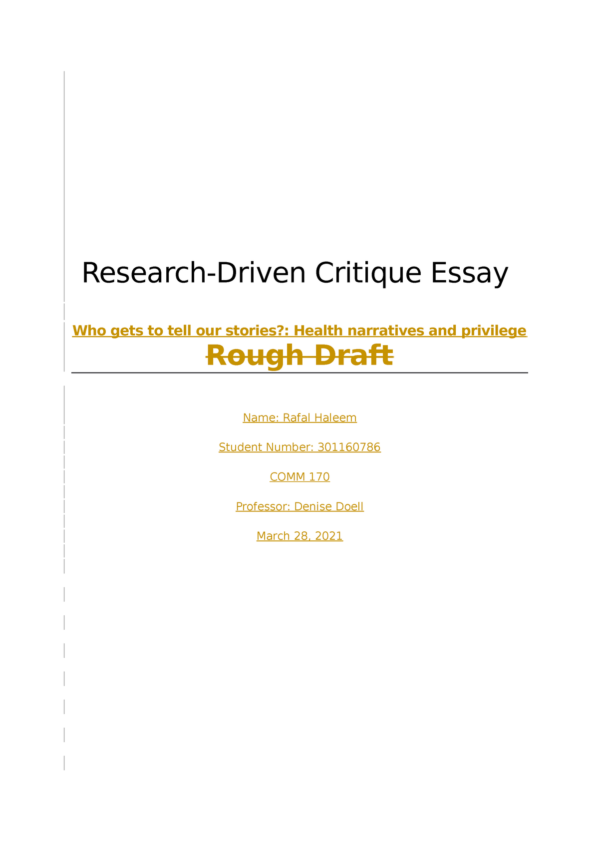 research driven critique essay