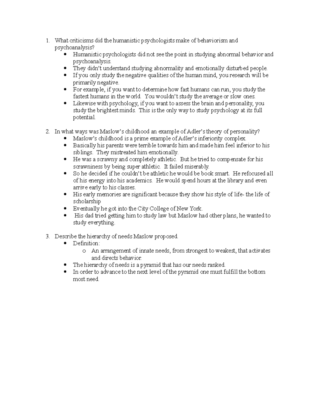 Chap 9 - Theories of Personality Henley class. These notes helped prep ...