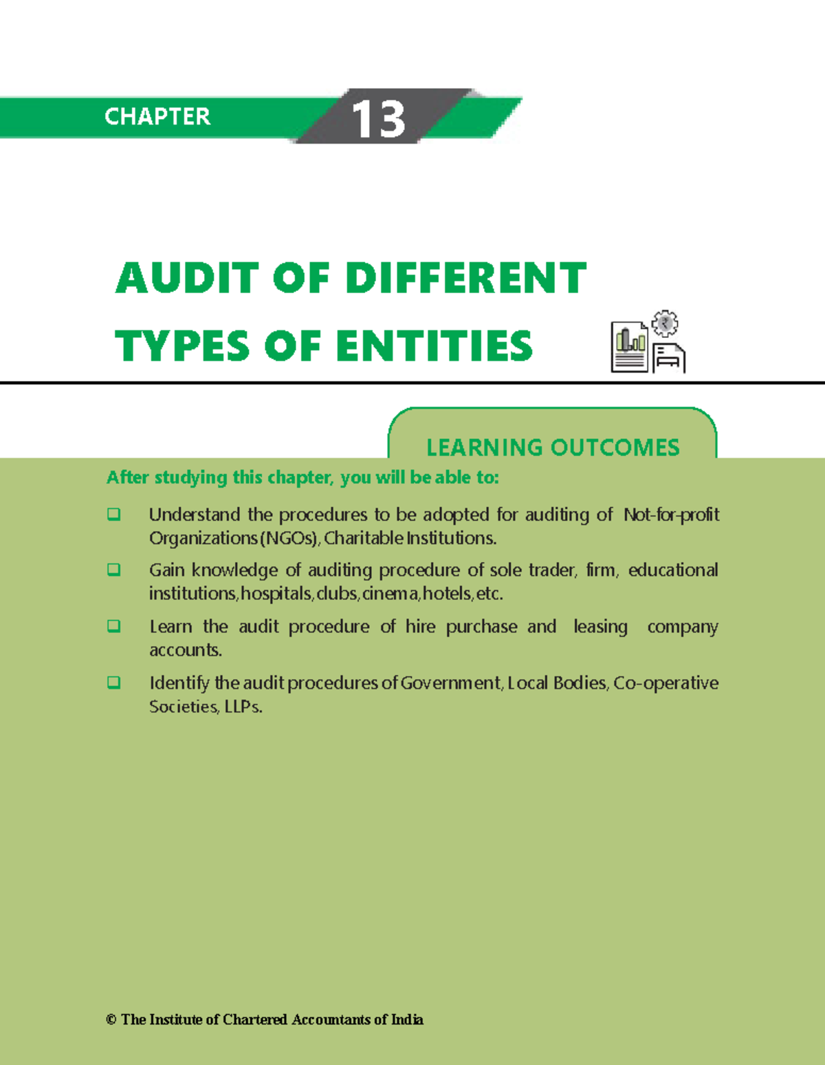 Audit Different Entities - LEARNING OUTCOMES AUDIT OF DIFFERENT TYPES ...