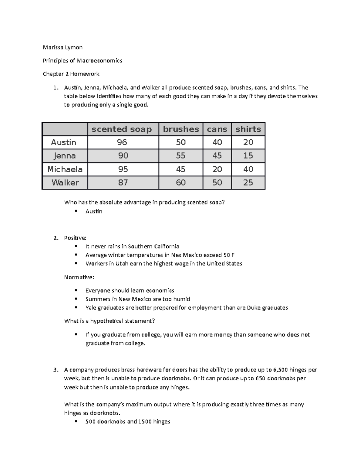 Chapter 2 Homework - Marissa Lymon Principles Of Macroeconomics Chapter ...