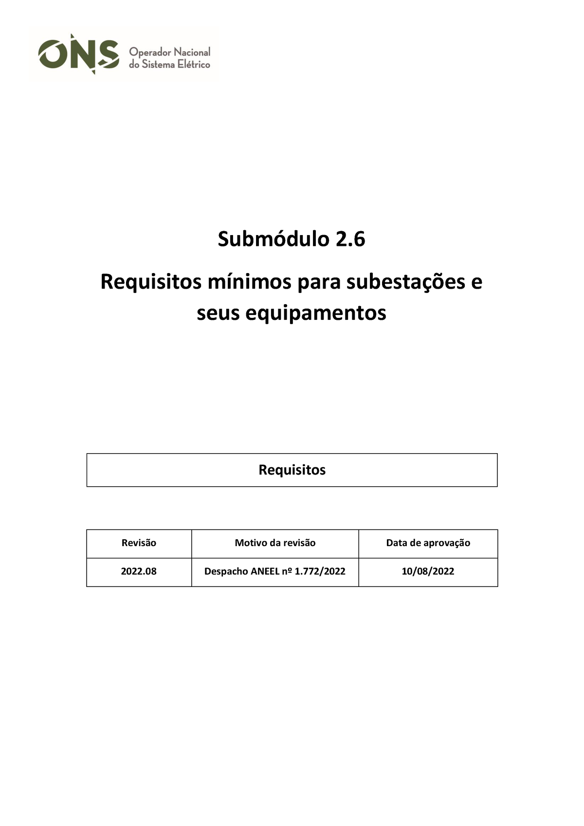 Submódulo 2.6-RQ 2021 - Revis„o Motivo Da Revis„o Data De AprovaÁ„o ...