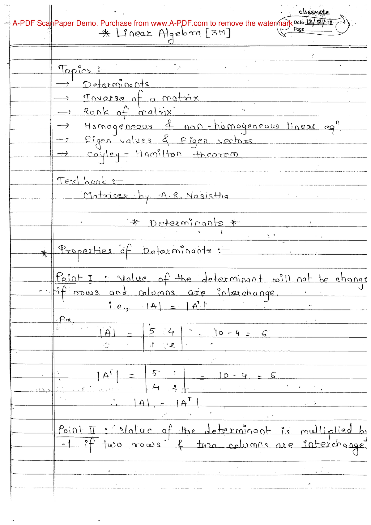 Linear-algebra-new - Numerical Methods - Classmate Scanpaper Demo 