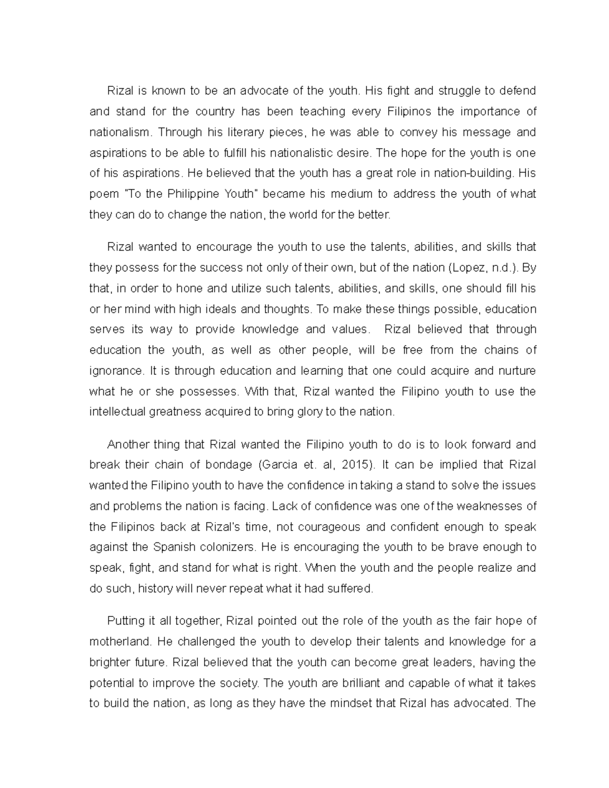 essay about the filipino youth