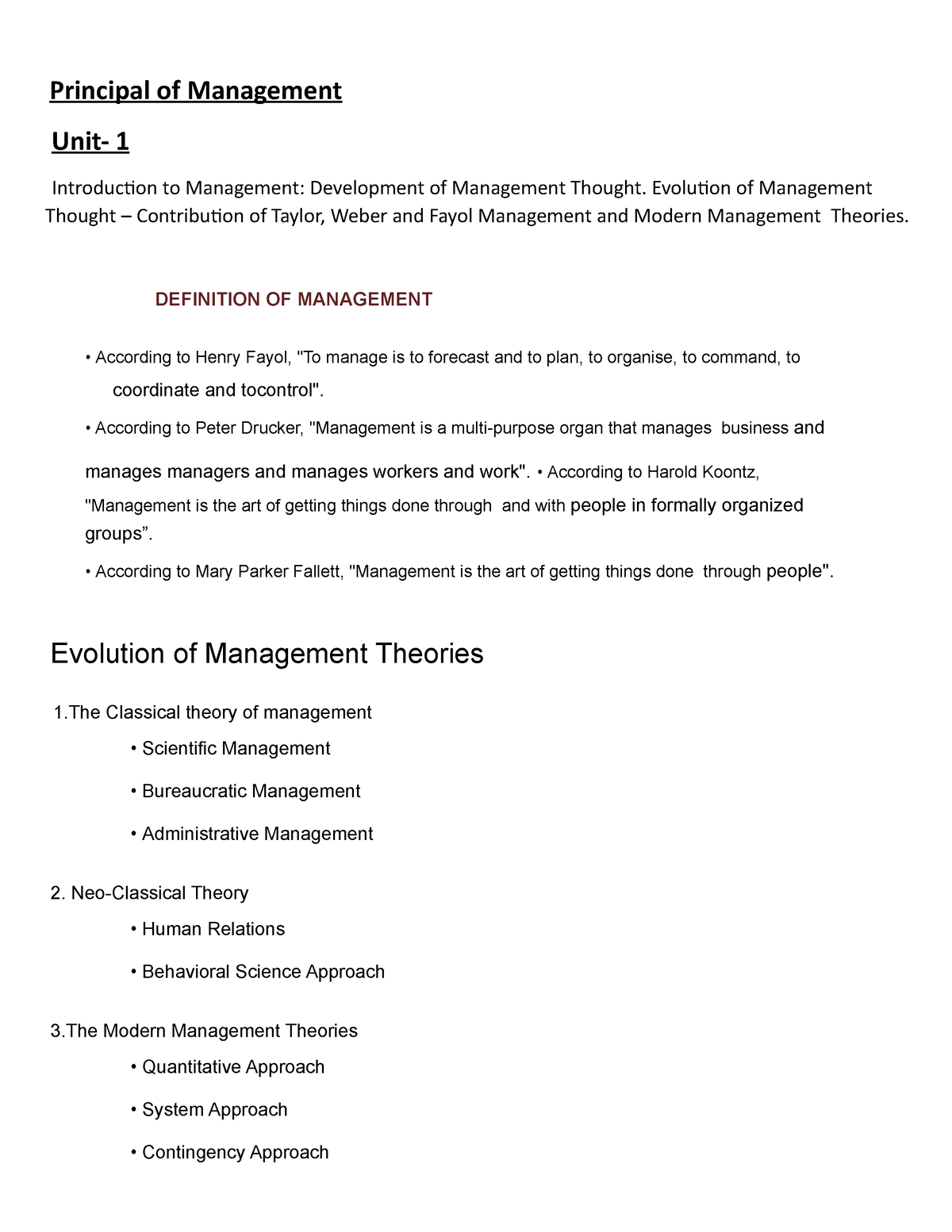 Unit 1 - Principles Of Management - Principal Of Management Unit- 1 ...