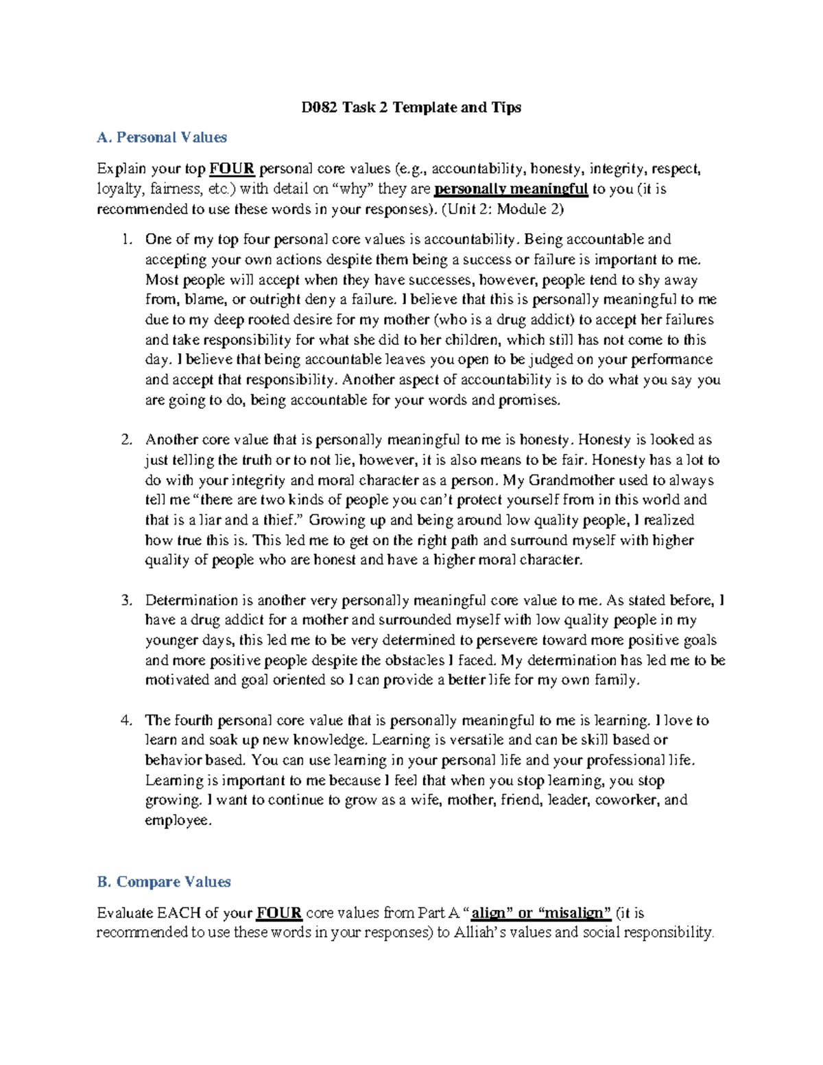 Emotional And Cultural Intelligence Task 2 - D082 Task 2 Template And ...