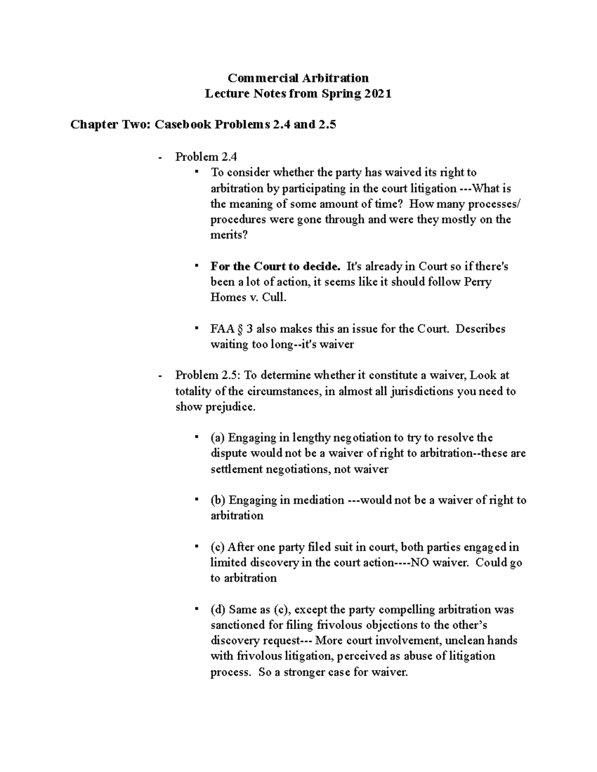 chapter-two-casebook-problems-2-4-and-2-5-commercial-arbitration