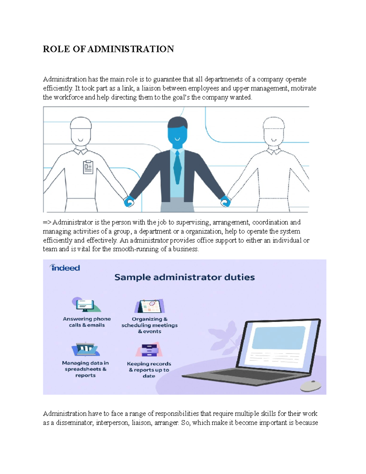 Role Of Administration - ROLE OF ADMINISTRATION Administration Has The ...