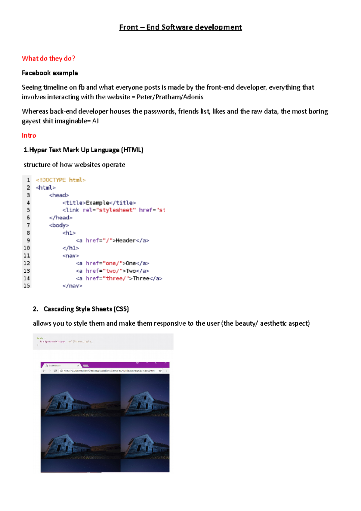 Front End Developer notes - Front – End Software development What do ...