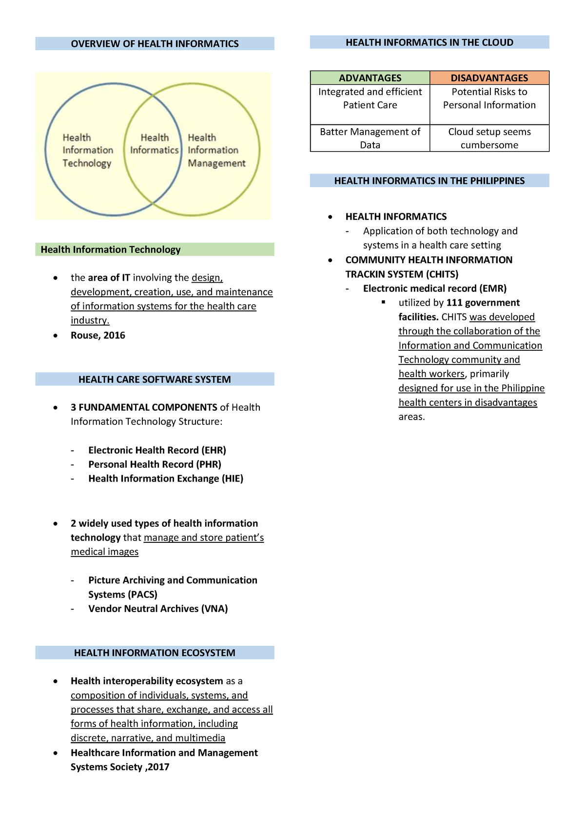 overview of health informatics essay