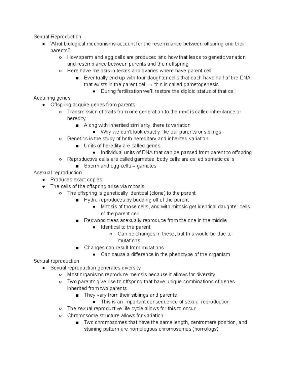 Reproduction - Notes - Sexual Reproduction What biological mechanisms ...