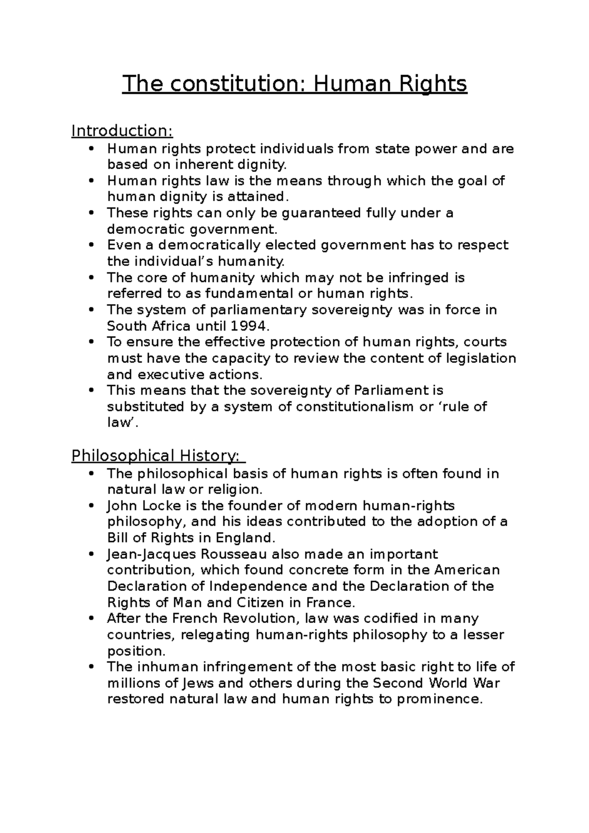 Topic 5-The constitution - The constitution: Human Rights Introduction ...