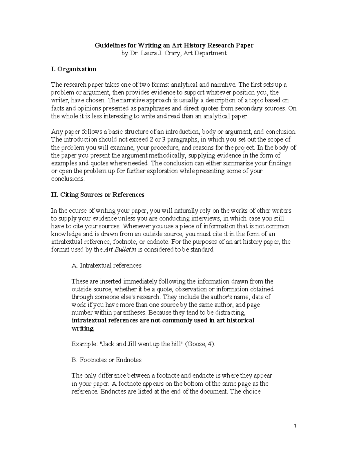 art history research paper format