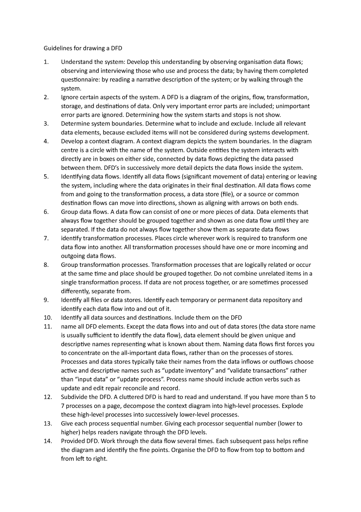 Guidelines for drawing a DFD - Guidelines for drawing a DFD Understand ...