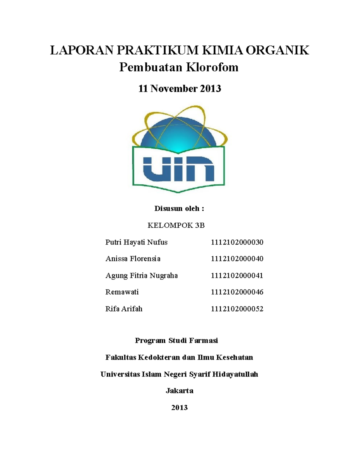 Laporan Praktikum Kimia Organik Pembuata - LAPORAN PRAKTIKUM KIMIA ...