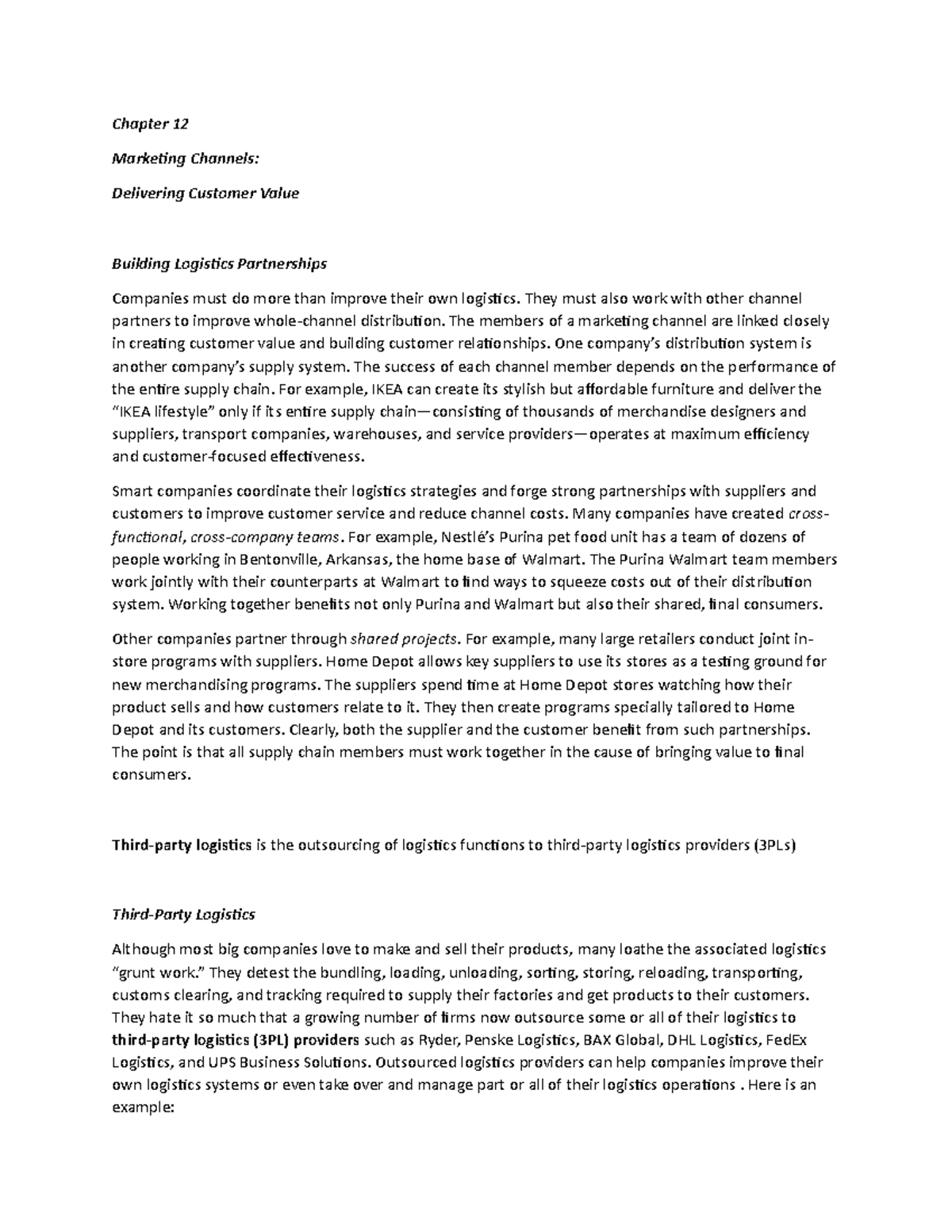 Chapter 12o - Lecture notes 12 - Chapter 12 Marketing Channels ...