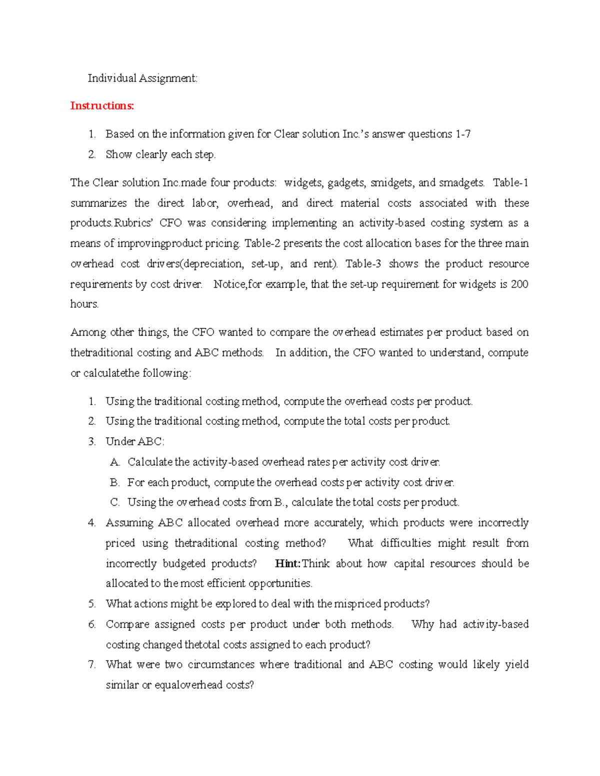 ABC assign PM - Good day - Individual Assignment: Instructions: Based ...