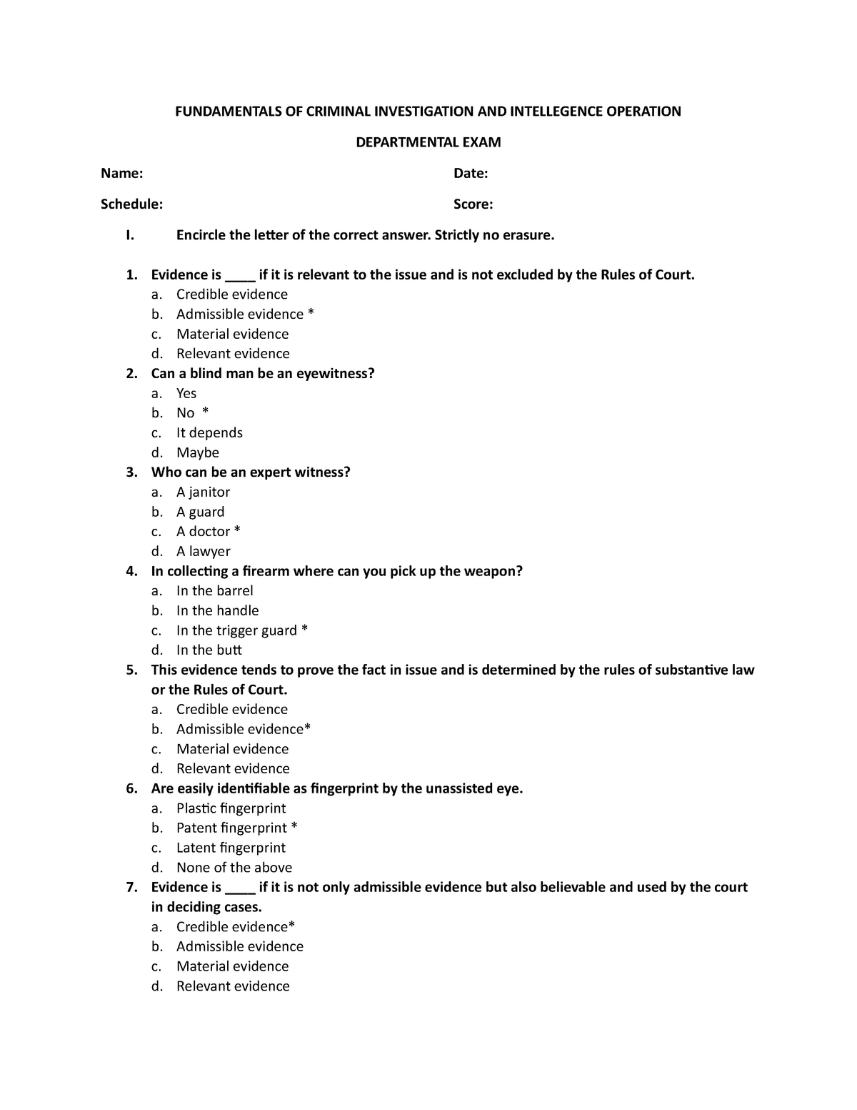 CDI-211-departmental - FUNDAMENTALS OF CRIMINAL INVESTIGATION AND ...