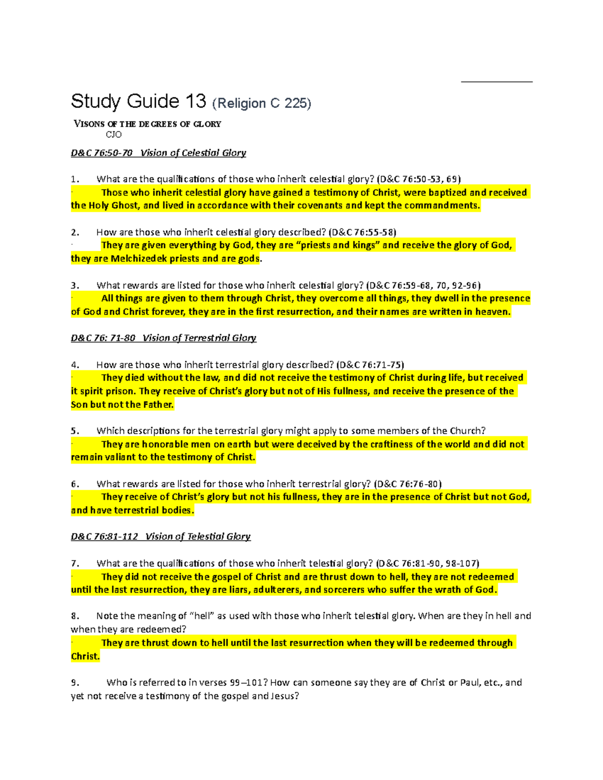 Visions Of The Degrees Of Glory Rel C 225 Foundations Of The Studocu