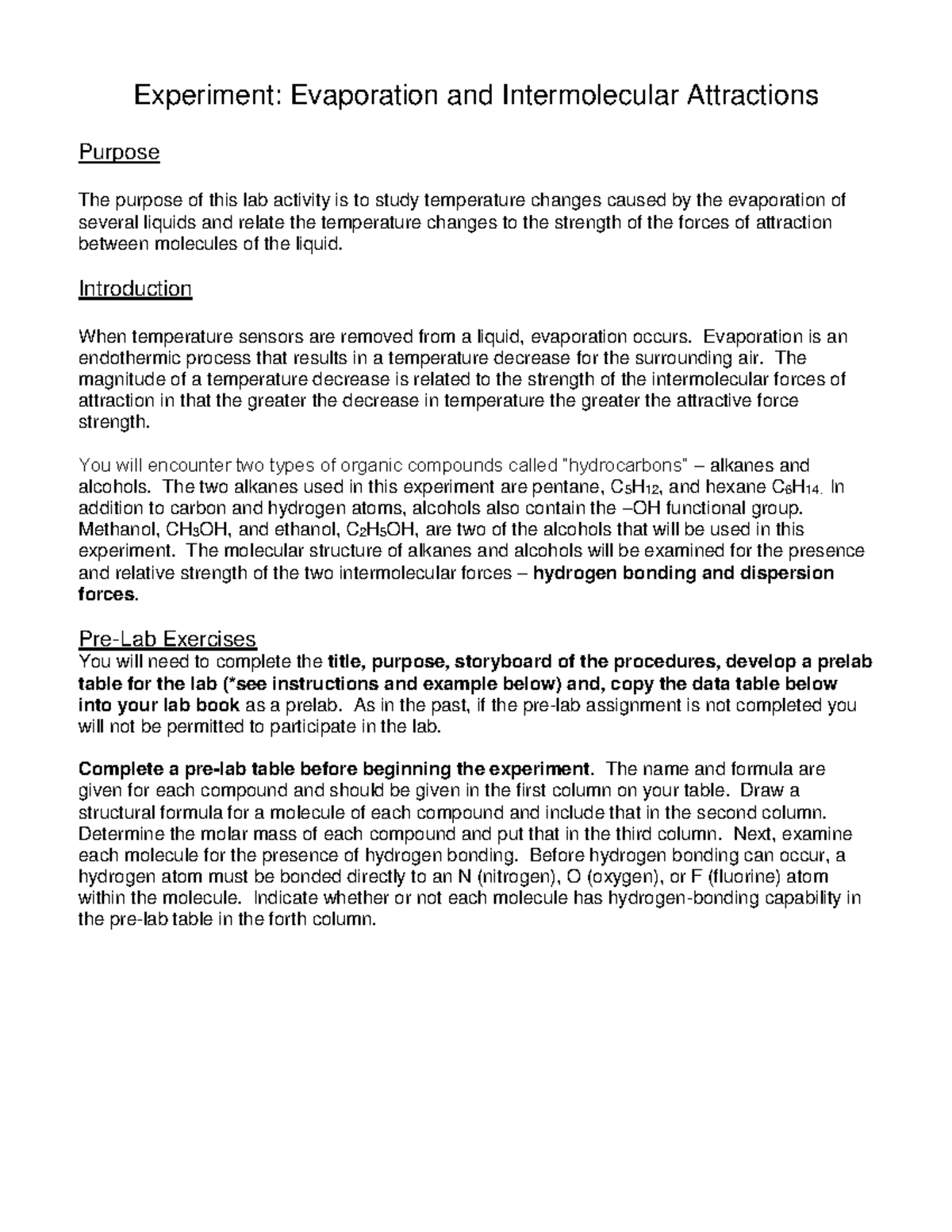 evaporation lab report hypothesis