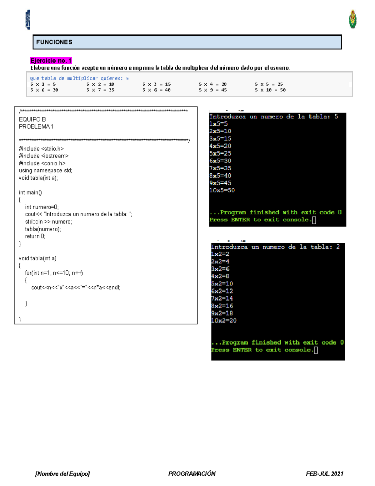 CE T.4y5 - Cuadernillo de ejercicio C++ - FUNCIONES Ejercicio no. 1 ...