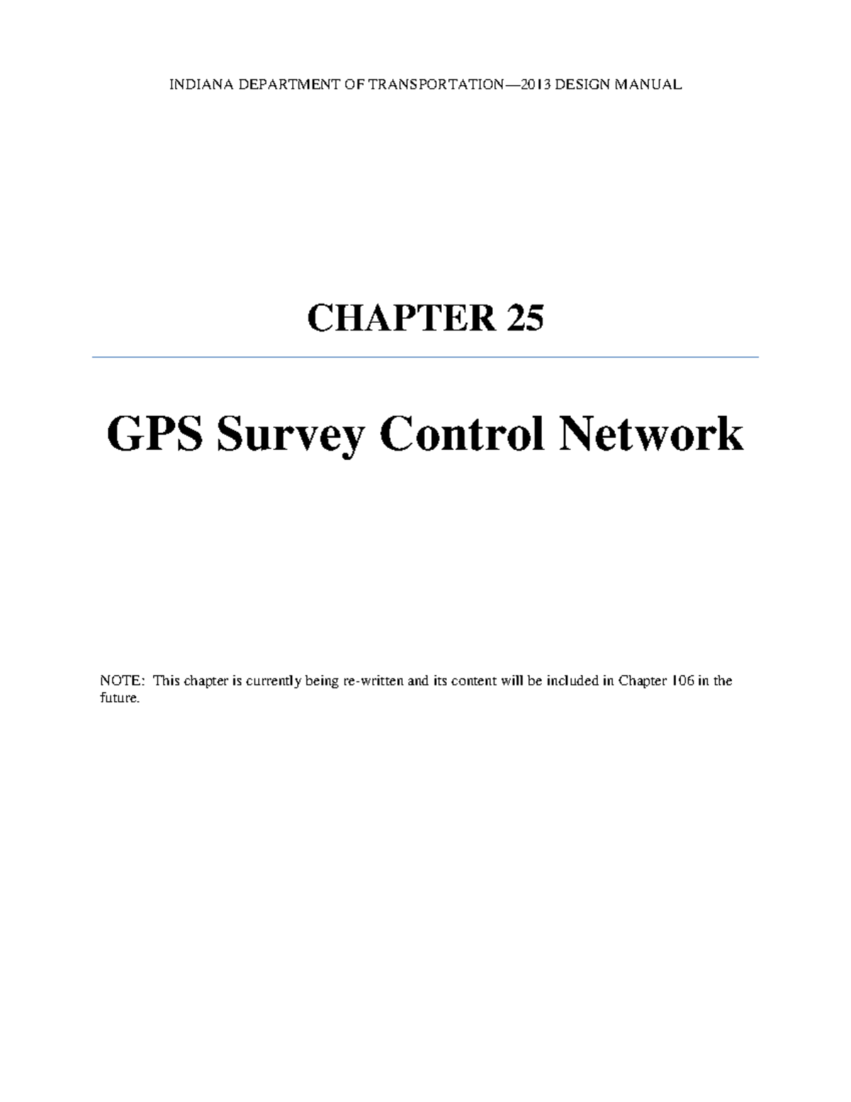 Chapter 25 - GPS Survey Control Network - INDIANA DEPARTMENT OF ...