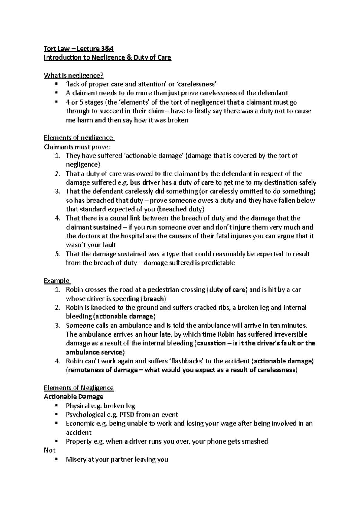 Duty Of Care - Defined Negligence And The Elements Of It With Examples ...