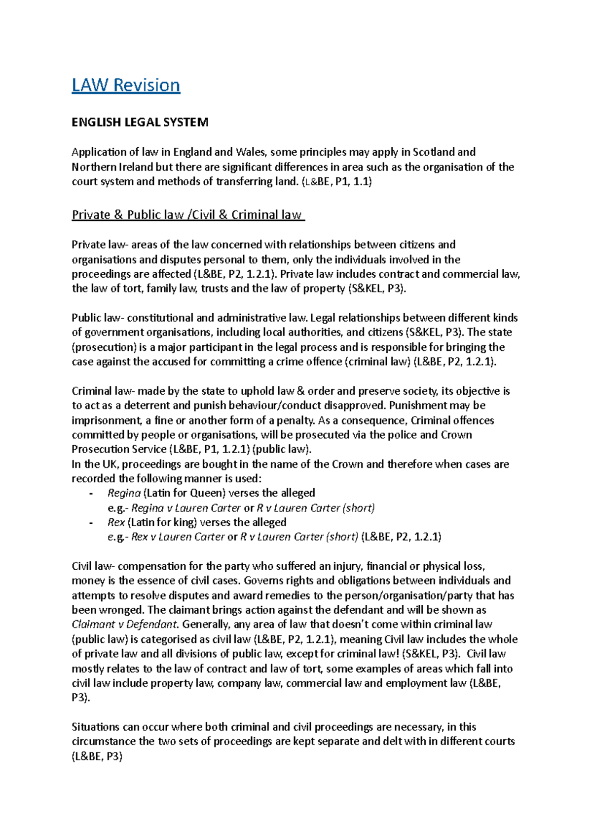 LAW Revision Notes on law to help with law exams LAW Revision