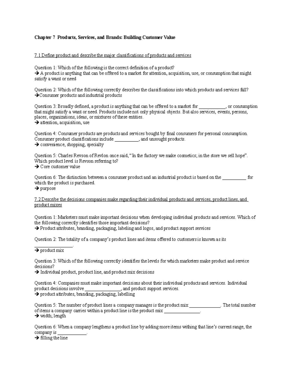 Chapter 7 Products, Services, and Brands- Building Customer Value ...